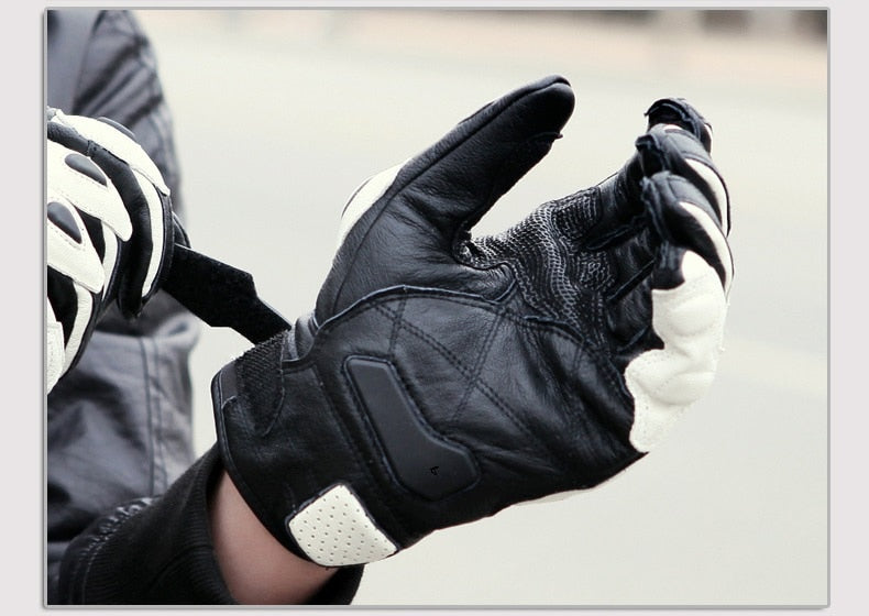 
                  
                    Men's Motorcycle Leather Gloves (White)
                  
                